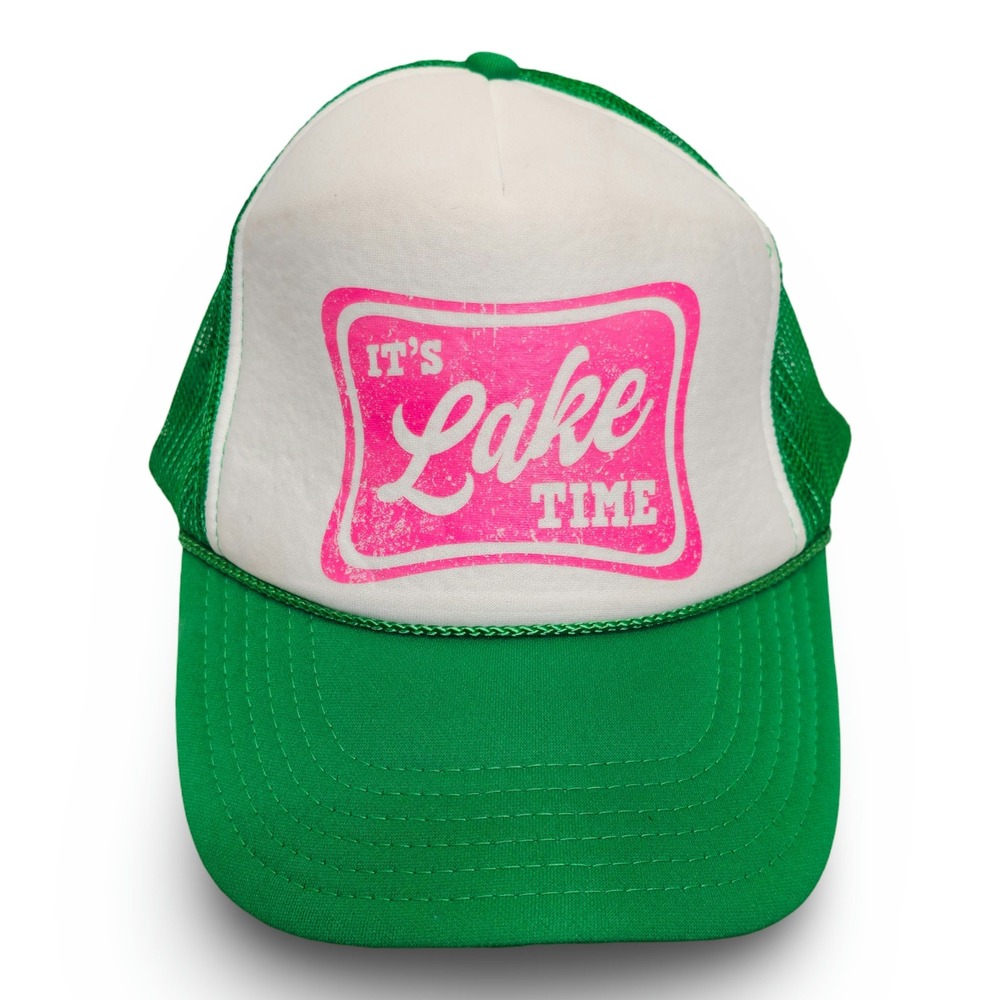 OTTO Trucker Hat Unisex OSFM Green White Lake Time Graphic Excellent Snapback